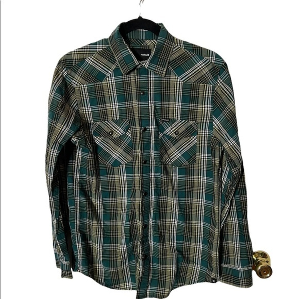 Hurley Snap Button Down Long Sleeve Shirt Size Small